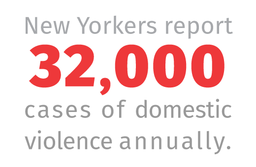 New Yorkers report 32,000 cases of domestic violence annually.